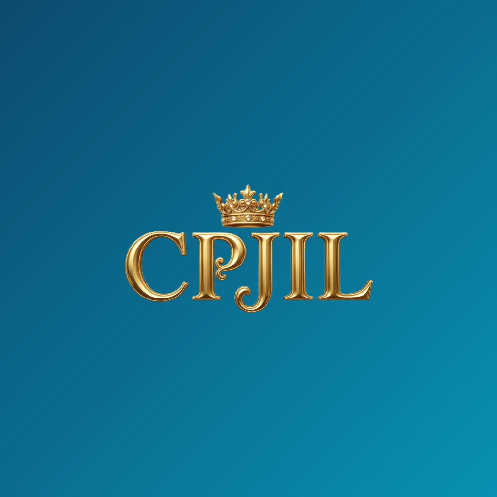 CPJIL luxury brand logo featuring a gold metallic crown above the letters in a horizontal rectangular wordmark design with a transparent background
